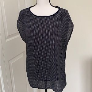 Ann Taylor Navy Polka Dot Sleeveless Top